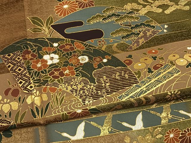 平和屋着物●訪問着　地紙花鳥文　暈し染め　金彩　正絹　逸品　AABM4098fy