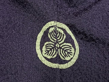 平和屋着物●京加賀友禅　百貫達雄監修　色無地　草花地紋　深紫色　正絹　逸品　AABM4099fy