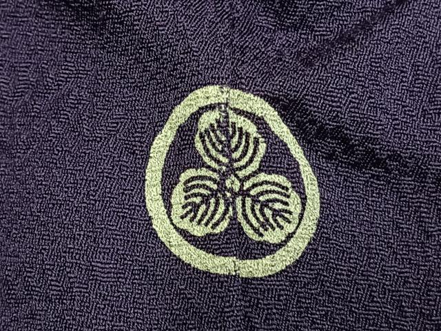 平和屋着物●京加賀友禅　百貫達雄監修　色無地　草花地紋　深紫色　正絹　逸品　AABM4099fy