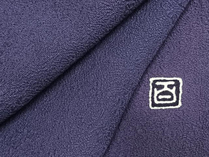 平和屋着物●京加賀友禅　百貫達雄監修　色無地　草花地紋　深紫色　正絹　逸品　AABM4099fy