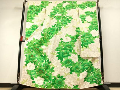 平和屋着物●豪華振袖　駒刺繍　草花文　金彩　正絹　逸品　AABM4100fy