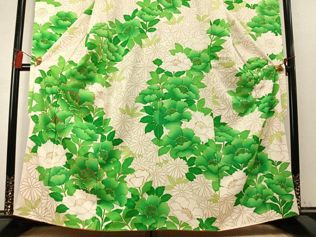 平和屋着物●豪華振袖　駒刺繍　草花文　金彩　正絹　逸品　AABM4100fy