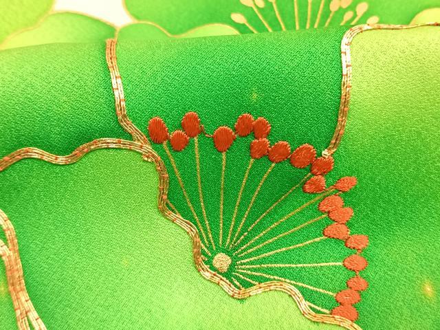 平和屋着物●豪華振袖　駒刺繍　草花文　金彩　正絹　逸品　AABM4100fy