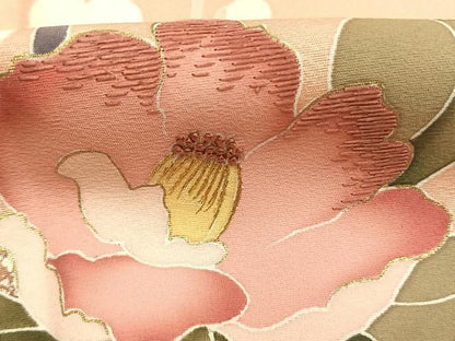 平和屋着物●中国三大刺繍　相良刺繍　訪問着　枝梅花文　暈し染め　金糸　金彩　正絹　逸品　AABM4101fy