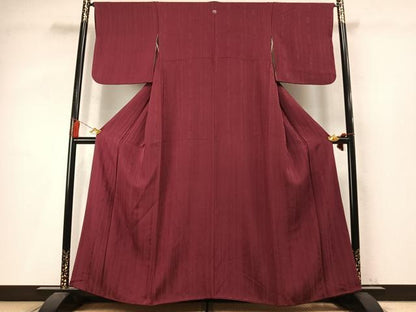 平和屋着物●上質な色無地　樹林地紋　葡萄茶色　正絹　逸品　AABM4103fy