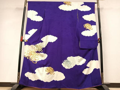 平和屋着物●豪華振袖　駒刺繍　乱菊　雲取り文　金銀彩　正絹　逸品　AABM4112fy