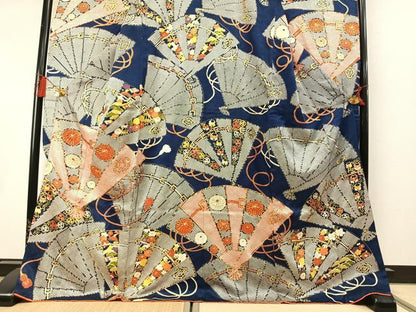 平和屋着物●豪華振袖　駒刺繍　扇面花文　金彩　正絹　逸品　AABM4114fy