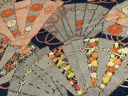 平和屋着物●豪華振袖　駒刺繍　扇面花文　金彩　正絹　逸品　AABM4114fy