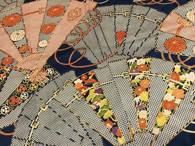 平和屋着物●豪華振袖　駒刺繍　扇面花文　金彩　正絹　逸品　AABM4114fy