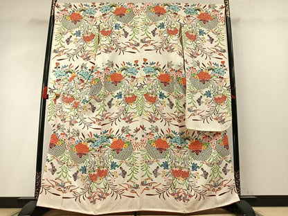 平和屋着物●豪華振袖　紅型　花鳥文　やまと誂製　正絹　逸品　AABM4115fy