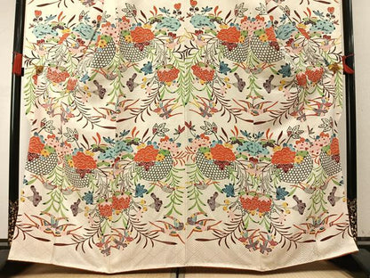 平和屋着物●豪華振袖　紅型　花鳥文　やまと誂製　正絹　逸品　AABM4115fy