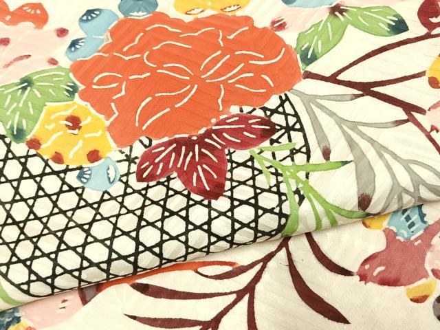 平和屋着物●豪華振袖　紅型　花鳥文　やまと誂製　正絹　逸品　AABM4115fy