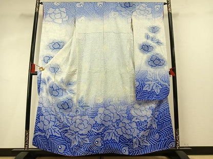 平和屋着物●豪華振袖　総絞り　草花文　暈し染め　正絹　逸品　AABM4117fy