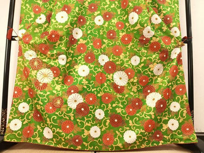 平和屋着物●豪華振袖　駒刺繍　花唐草文　金彩　金通し地　正絹　逸品　AABM4118fy