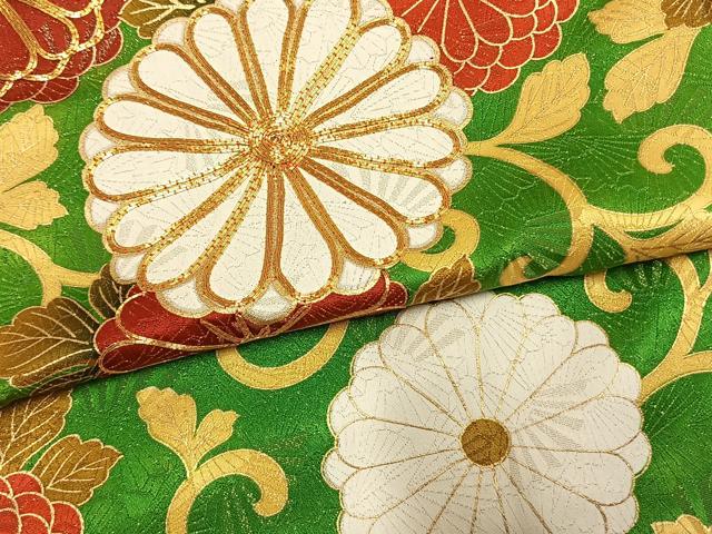 平和屋着物●豪華振袖　駒刺繍　花唐草文　金彩　金通し地　正絹　逸品　AABM4118fy