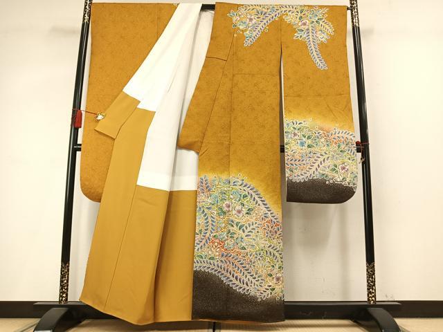 平和屋着物●豪華振袖　絞り　辻が花　暈し染め　金通し地　正絹　逸品　AABM4119fy