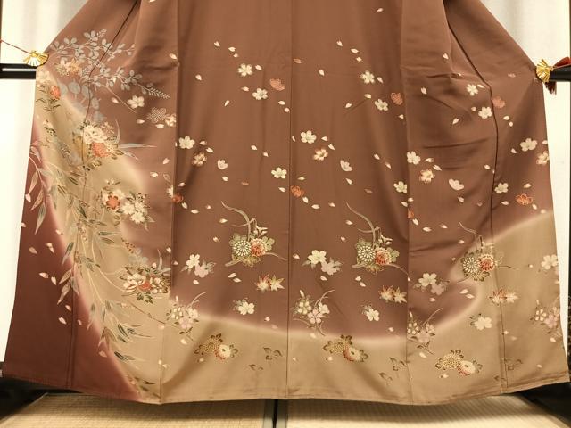 平和屋着物●訪問着　草花文　暈し染め　金彩　正絹　逸品　AABM4123fy
