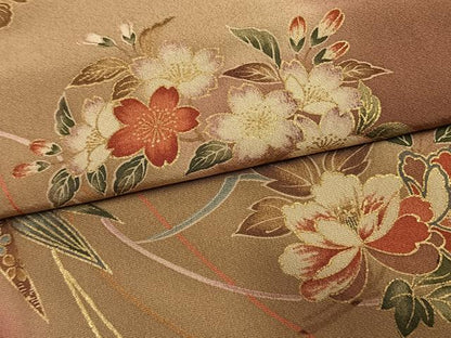 平和屋着物●訪問着　草花文　暈し染め　金彩　正絹　逸品　AABM4123fy