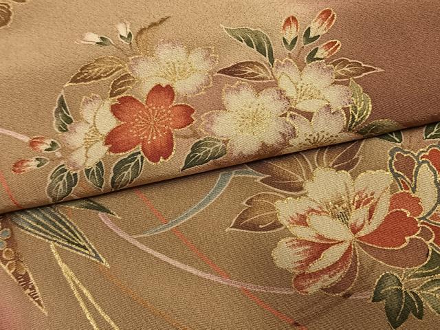 平和屋着物●訪問着　草花文　暈し染め　金彩　正絹　逸品　AABM4123fy