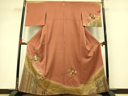 平和屋着物●訪問着　扇面花文　暈し染め　金銀彩　正絹　逸品　AABM4125fy
