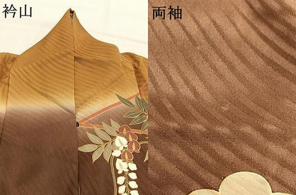 平和屋着物●豪華振袖　駒刺繍　花蝶丸文　暈し染め　金彩　正絹　逸品　AABM4133fy