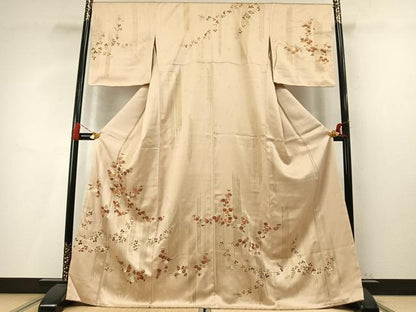 平和屋着物●訪問着　駒刺繍　草花文　金彩　正絹　逸品　AABM4135fy