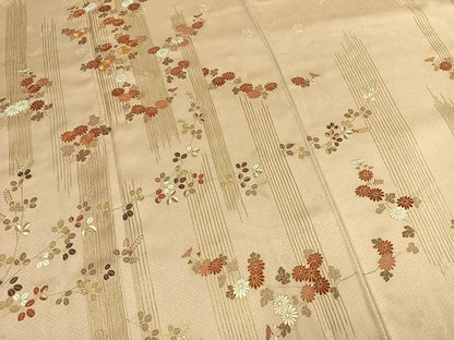 平和屋着物●訪問着　駒刺繍　草花文　金彩　正絹　逸品　AABM4135fy