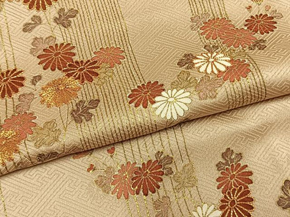 平和屋着物●訪問着　駒刺繍　草花文　金彩　正絹　逸品　AABM4135fy