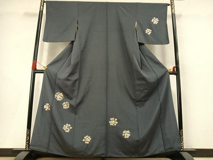 平和屋着物●訪問着　総刺繍　駒刺繍　舞桜文　金彩　正絹　逸品　AABM4137fy