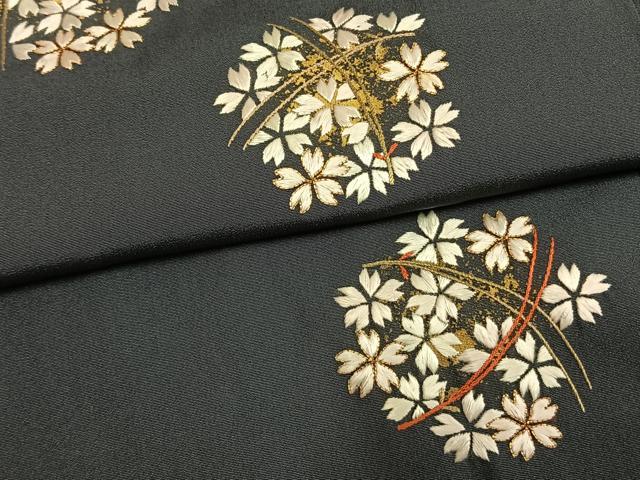 平和屋着物●訪問着　総刺繍　駒刺繍　舞桜文　金彩　正絹　逸品　AABM4137fy