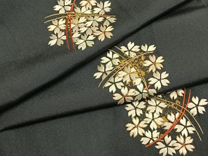 平和屋着物●訪問着　総刺繍　駒刺繍　舞桜文　金彩　正絹　逸品　AABM4137fy