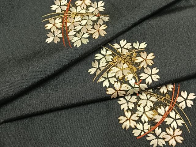 平和屋着物●訪問着　総刺繍　駒刺繍　舞桜文　金彩　正絹　逸品　AABM4137fy