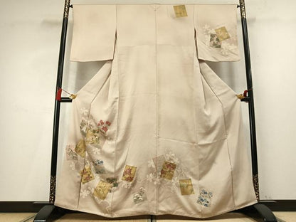 平和屋着物●訪問着　松竹梅　色紙重ね花文　暈し染め　金彩　正絹　逸品　AABM4138fy