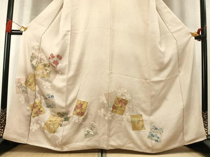 平和屋着物●訪問着　松竹梅　色紙重ね花文　暈し染め　金彩　正絹　逸品　AABM4138fy