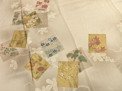 平和屋着物●訪問着　松竹梅　色紙重ね花文　暈し染め　金彩　正絹　逸品　AABM4138fy