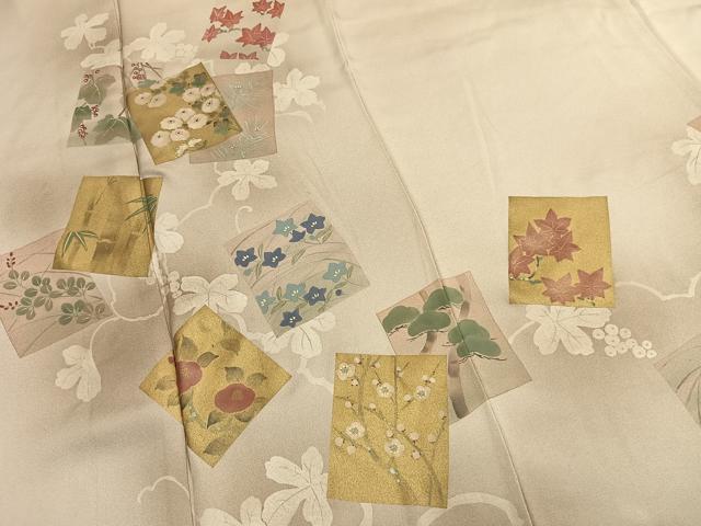 平和屋着物●訪問着　松竹梅　色紙重ね花文　暈し染め　金彩　正絹　逸品　AABM4138fy