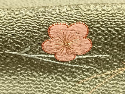 平和屋着物●訪問着　総刺繍　駒刺繍　松葉　舞花文　金糸　鬼しぼ縮緬　正絹　逸品　AABM4140fy