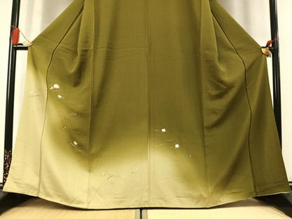平和屋着物●訪問着　総刺繍　駒刺繍　松葉　舞花文　暈し染め　金糸　正絹　逸品　未使用　AABM4142fy