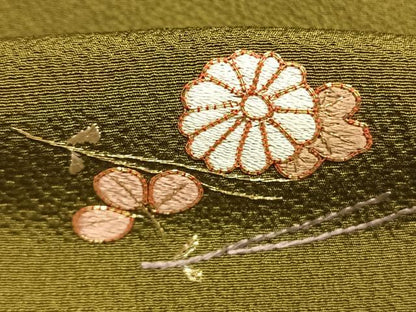 平和屋着物●訪問着　総刺繍　駒刺繍　松葉　舞花文　暈し染め　金糸　正絹　逸品　未使用　AABM4142fy