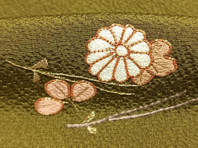 平和屋着物●訪問着　総刺繍　駒刺繍　松葉　舞花文　暈し染め　金糸　正絹　逸品　未使用　AABM4142fy