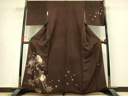 平和屋着物●十代目 歌舞伎役者　坂東三津五郎　訪問着　草花文　暈し染め　金彩　やまと誂製　正絹　逸品　AABM4143fy