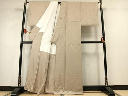 平和屋着物●上質な色無地　花唐草地紋　浅黄色　正絹　逸品　未使用　AABM4145fy