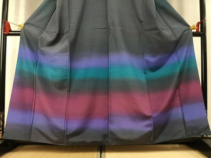 平和屋着物●訪問着　紬地　霞文　正絹　逸品　AABM4146fy