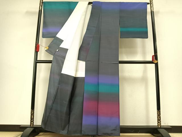 平和屋着物●訪問着　紬地　霞文　正絹　逸品　AABM4146fy