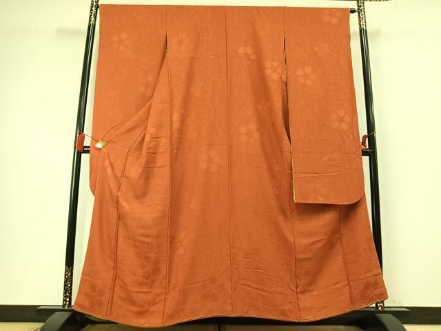 平和屋着物●豪華振袖　色無地　草花地紋　樺色　やまと誂製　逸品　AABM4148fy