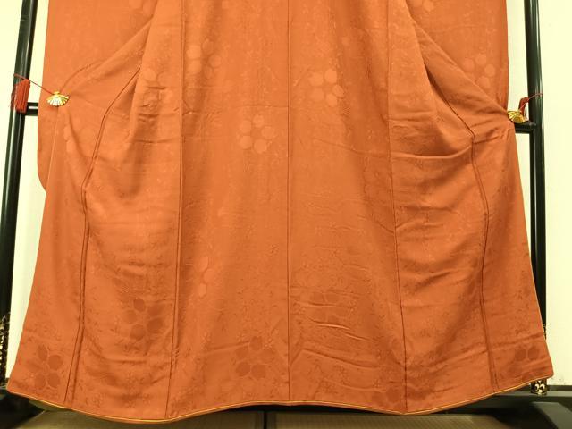 平和屋着物●豪華振袖　色無地　草花地紋　樺色　やまと誂製　逸品　AABM4148fy