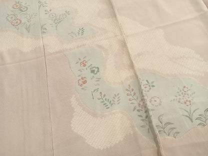 平和屋着物●色留訪問着　絞り　道長花文　仮絵羽　正絹　逸品　未使用　AABM4155fy