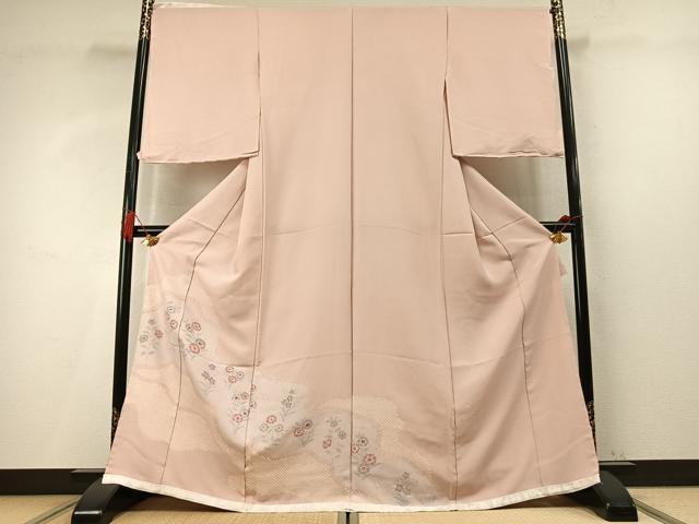 平和屋着物●色留訪問着　絞り　道長花文　仮絵羽　正絹　逸品　未使用　AABM4158fy