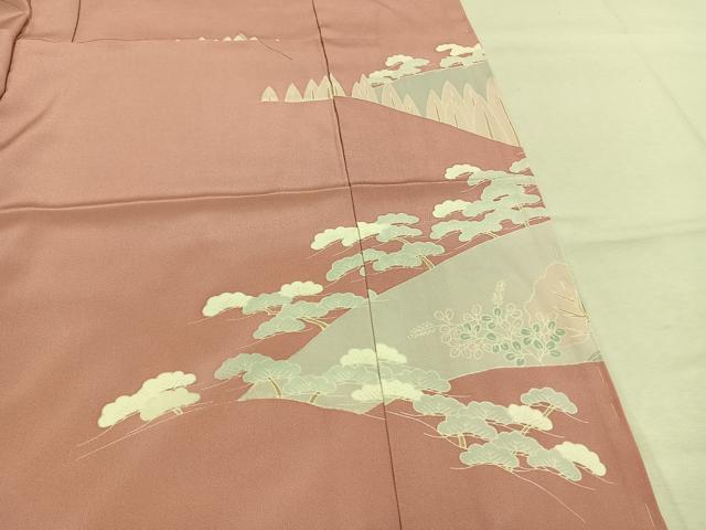 平和屋着物●色留訪問着　色紙重ね風景枝梅松文　丹後ちりめん　金彩　仮絵羽　正絹　逸品　未使用　AABM4159fy