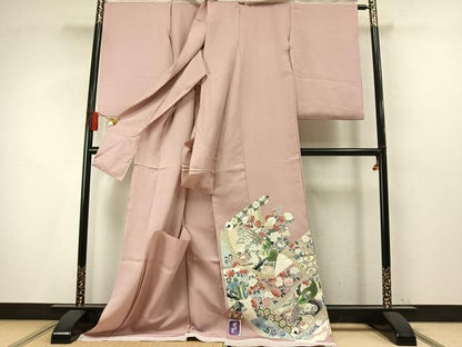 平和屋着物●色留訪問着　堅牢染　孔雀花文　丹後ちりめん　金彩　仮絵羽　正絹　逸品　未使用　AABM4160fy